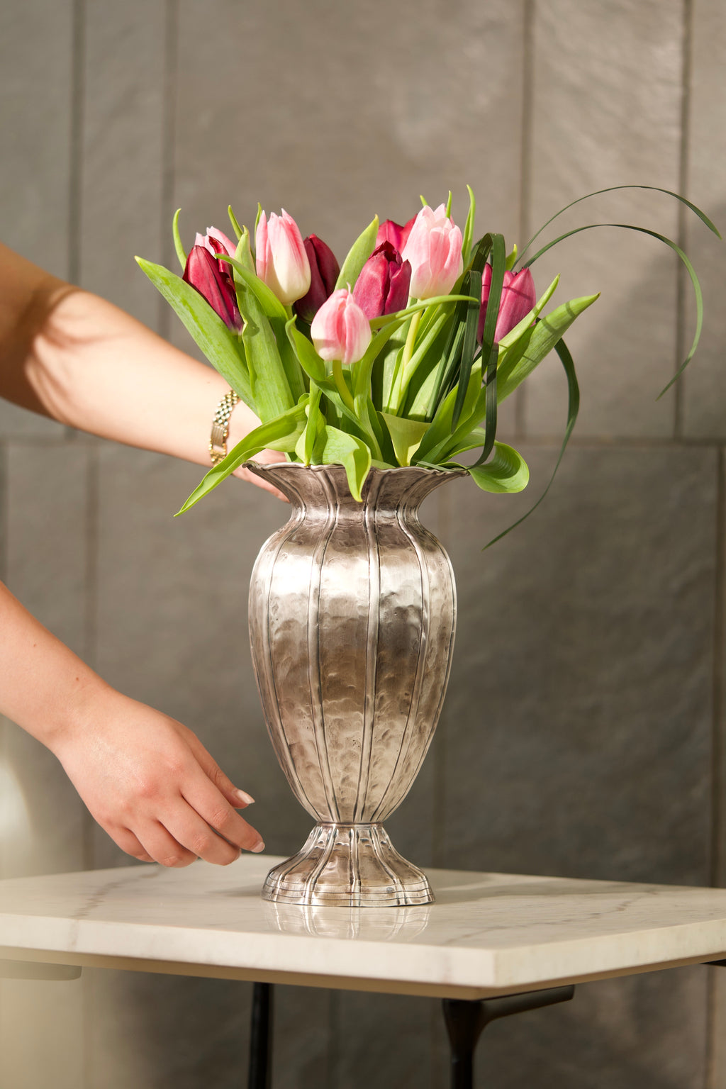 Textured Silver Vase (Slim) by Home Like That
