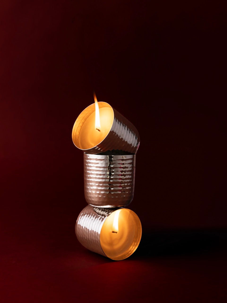 Silver Hammered Candle