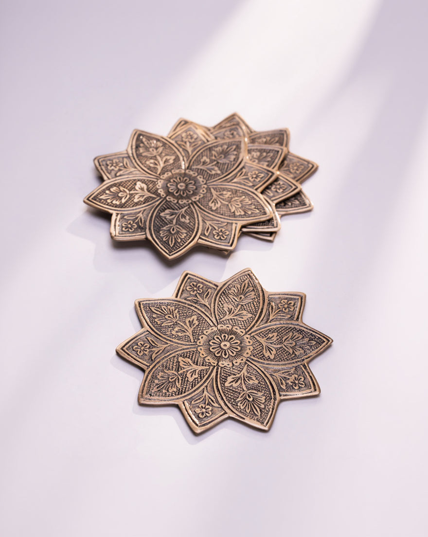 Mehfil Brass Antique Coasters S/4